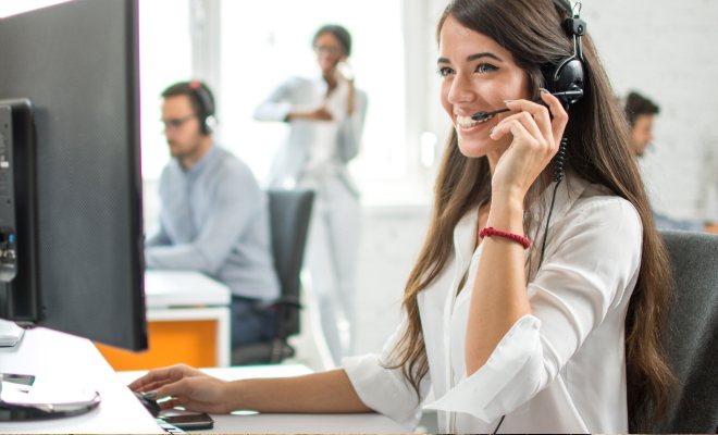 Representative on phone for customer support